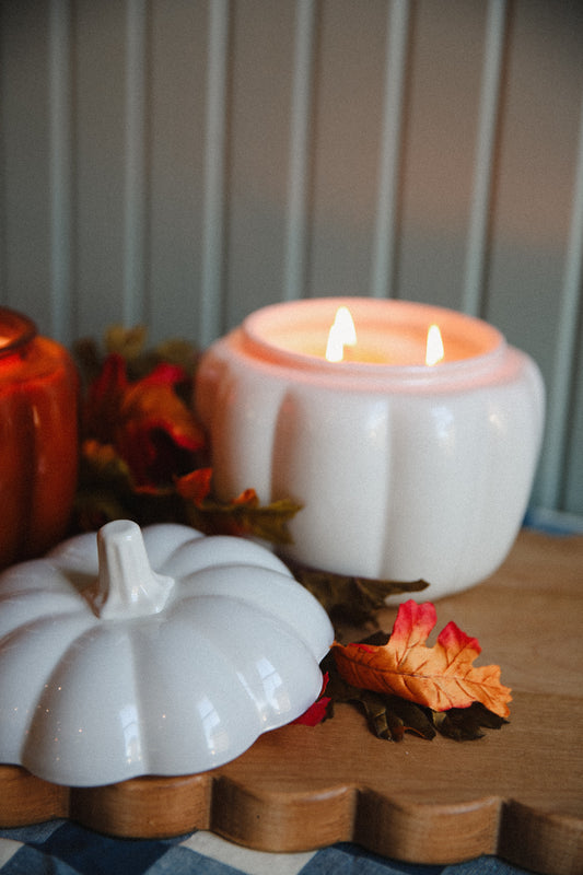 LIMITED EDITION- Antique White Pumpkin Jar