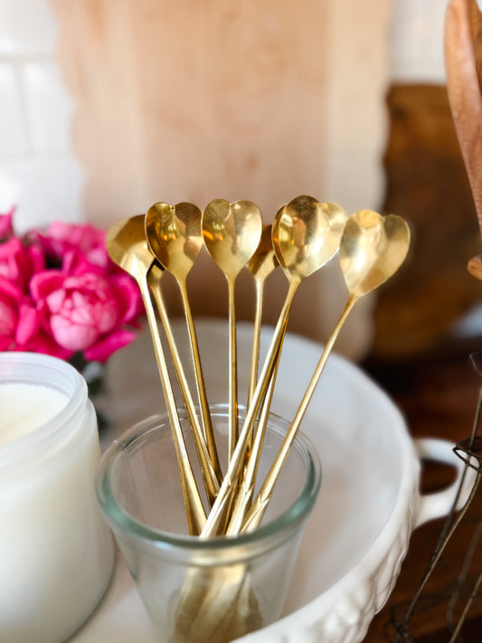 Gold Heart Teaspoons- Set of 5