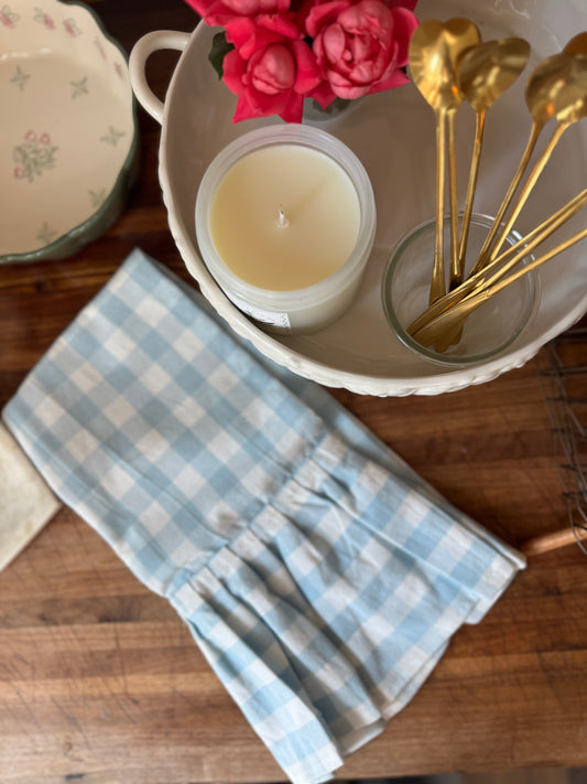 Blue Ruffled Gingham Dish Towel
